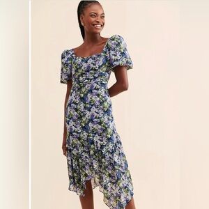 Astr the Label Blue and Purple Floral Midi Dress